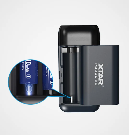 Xtar PB2SL V2 - Akku Reise-Ladegerät & Powerbank für Li-Ionen Akkus schwarz
