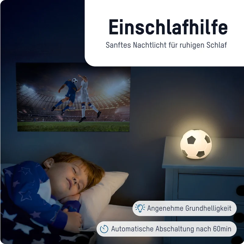 Ansmann LED Soccer Light 1800-0099, dimmbar, Farbwechsel, aufladbarer Akku, Mobil einsetzbares Silikonnachtlicht im Fußball-Design