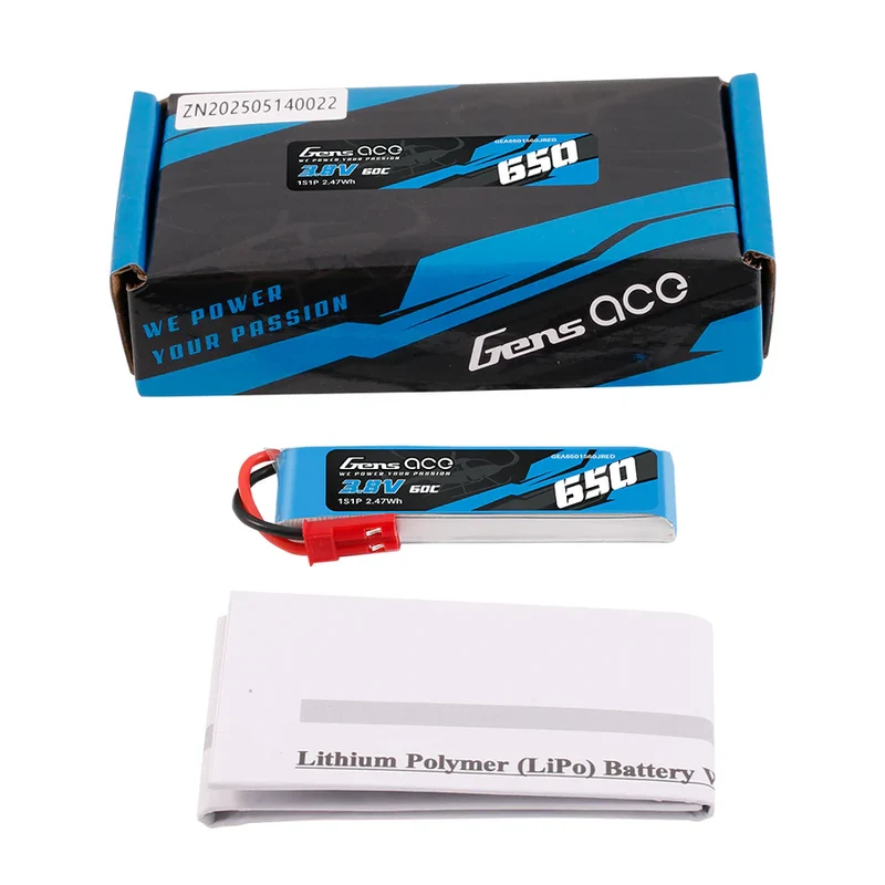 Gens Ace 650mAh 3,8 V 60 C 1S1P HV LIPO-Akku mit JST-SYP-Stecker