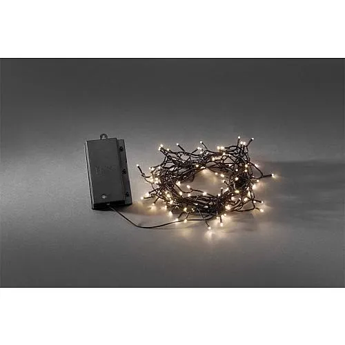 Konstsmide LED-Lichterkette außen 480 flg. warmw. schwarzes Kabel, batteriebetr. 3731-100