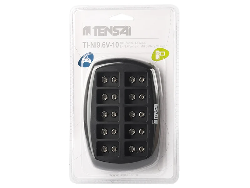 Tensai TI-NI 9.6V-10 Stecker Schnelladegerät für 1-10 6LR61 6F22 9 Volt Akkus