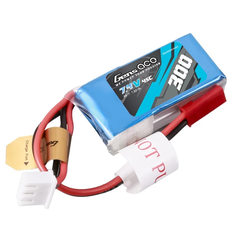 Gens ace 300 mAh 7,4 V 45 C 2S1P Lipo-Akku mit JST-SYP-Stecker