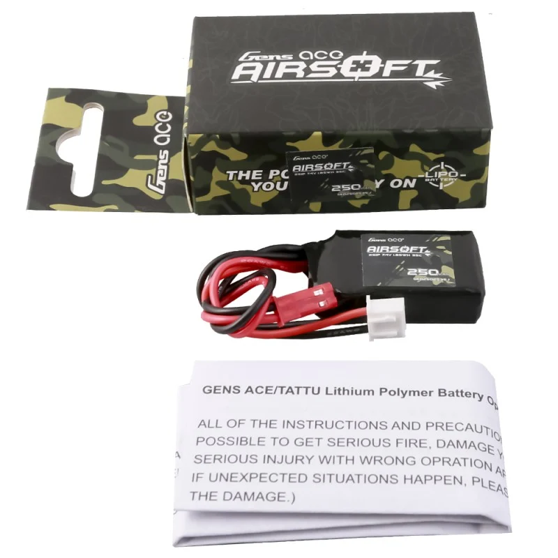 Gens Ace 250mAh 7,4V 35C 2S1P Airsoft Lipo Akku mit JST-SYP Stecker