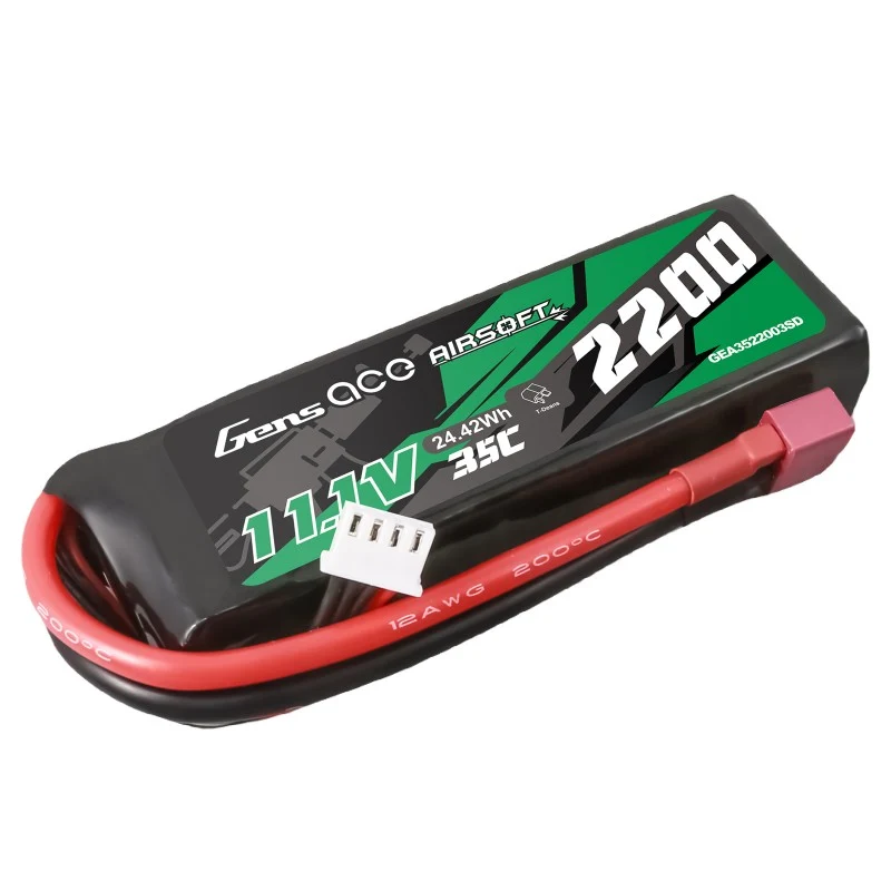 Gens Ace 35C 2200 mAh 3S1P 11,1 V Airsoft Lipo Akku mit T-Stecker