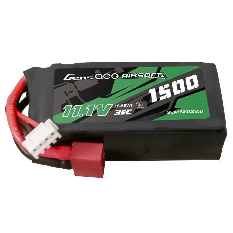 Gens Ace 35C 1500 mAh 3S1P 11,1 V Airsoft Lipo Akku mit T-Stecker