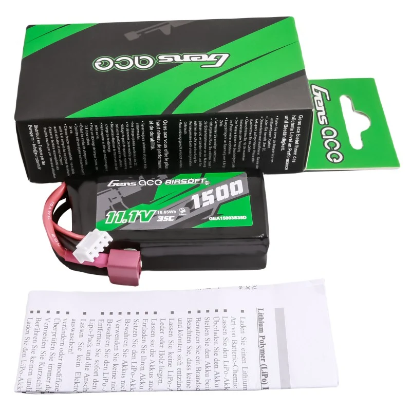 Gens Ace 35C 1500 mAh 3S1P 11,1 V Airsoft Lipo Akku mit T-Stecker