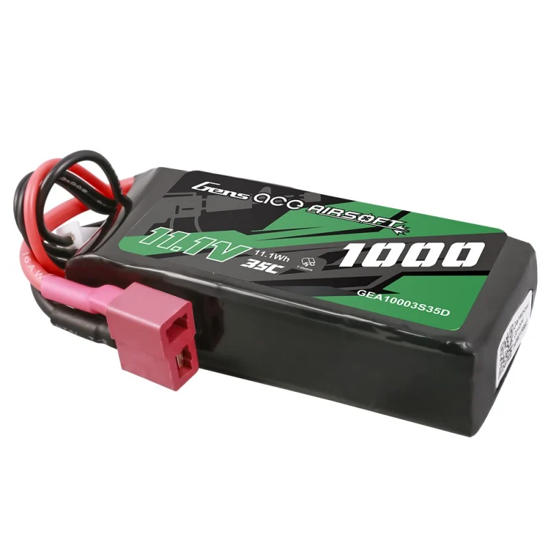 Gens Ace 35C 1000 mAh 3S1P 11,1 V Airsoft Lipo Akku mit T-Stecker