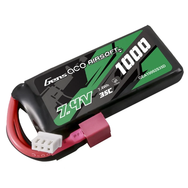 Gens Ace 35C 1000 mAh 2S1P 7,4 V Airsoft Lipo Akku mit T-Stecker
