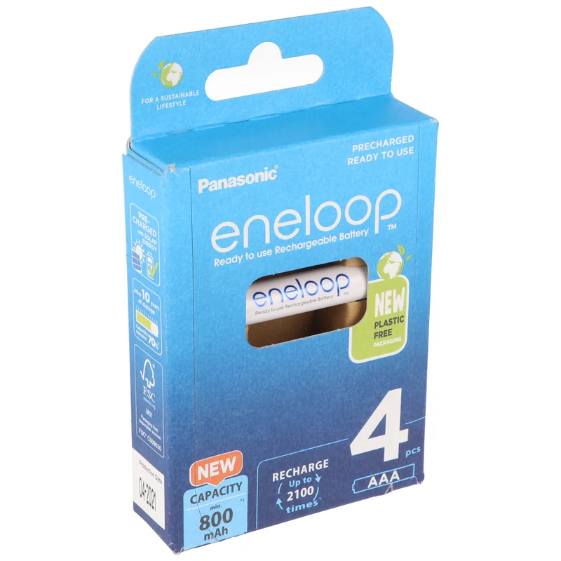 Panasonic eneloop Standard HR-4UTGB Blisterpackung mit 4 AAA eneloop, 4er Blister Eneloop Micro AAA LR03 Akkus