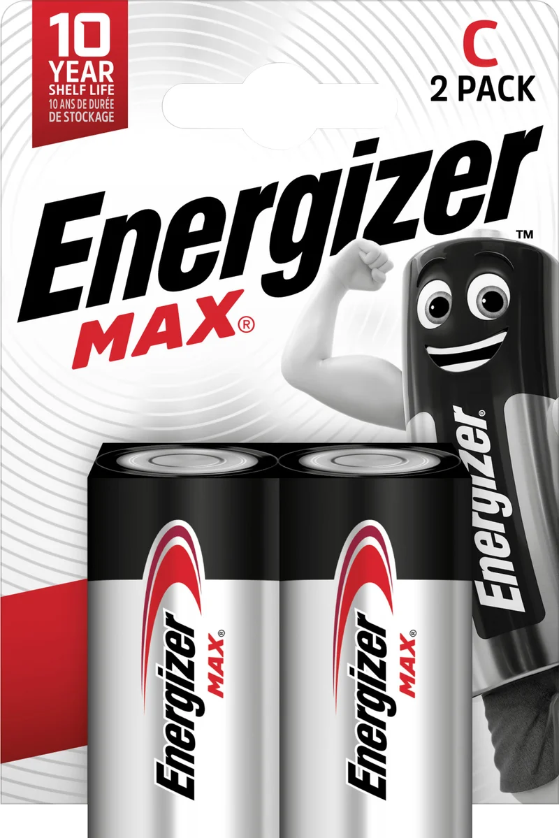Energizer Batterie Alkaline, Baby, C, LR14, 1.5V Max, Retail Blister (2-Pack)