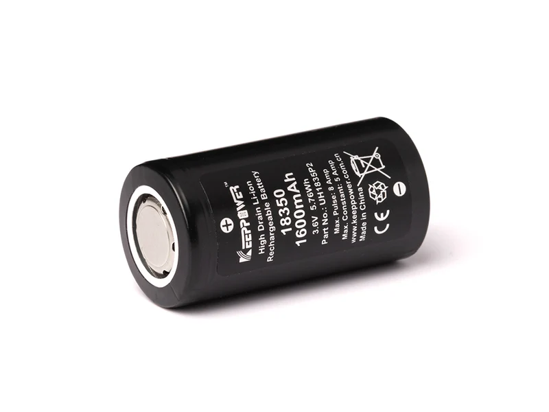 Keeppower, 18350, 1600mAh 3,6 Volt - 3,7 Volt Lithium-Ionen-Akku Entladestrom konstant 5 Ampere