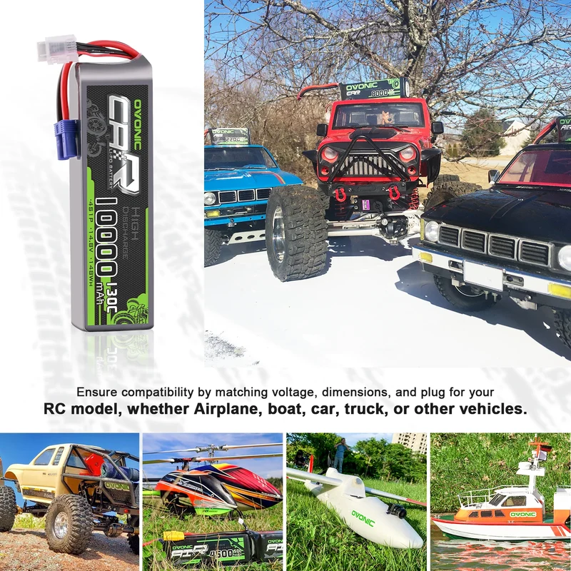 OVONIC 4S 10000mAh 14,8V 130C Lipo-Akku mit EC5-Anschluss und Lipo-Spannungsprüfer (2 St.)