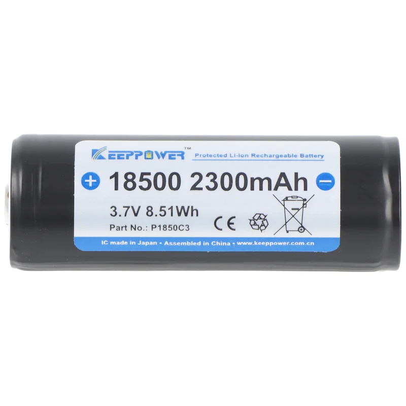 Keeppower 18500 mit 2300mAh 3,6V - 3,7V und integrierte Schutzelektronik P1850C3