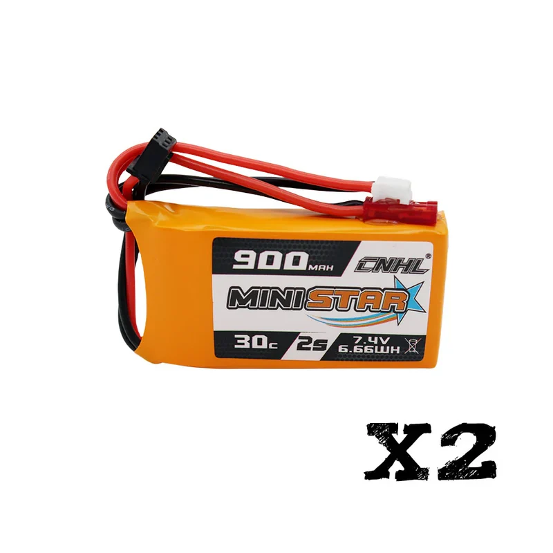 CNHL MiniStar 900 mAh 7,4 V 2S 30C LiPo-Akku mit PH2.0 und JST ( 2 St.)