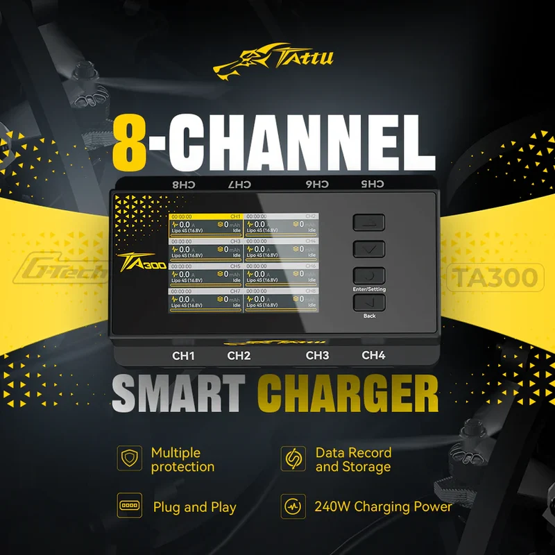 Tattu TA300 8-Kanal-Smart-Ladegerät mit G-Tech