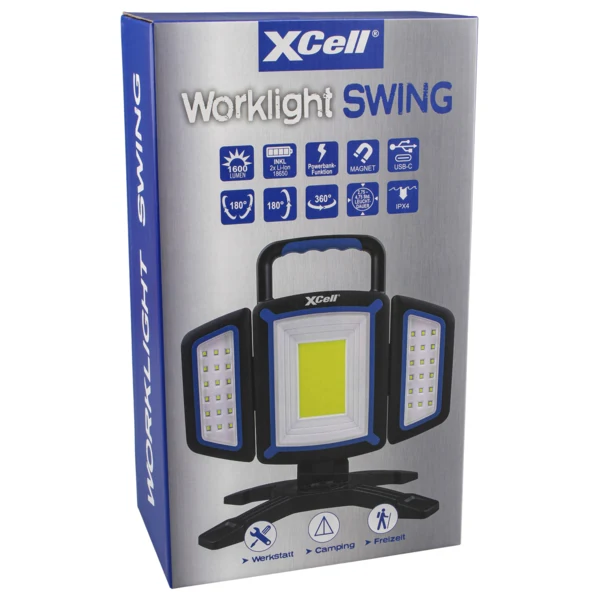 XCell Worklight SWING inkl. 2x 18650 Akku / max. 1600 Lumen