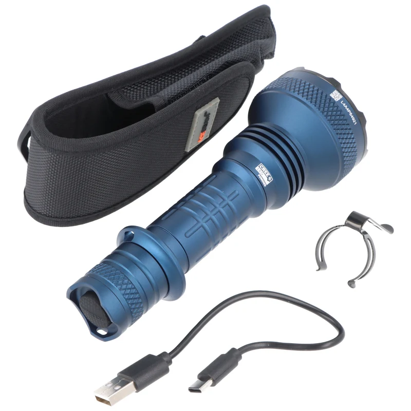 AceBeam L35 2.0 LED-Taschenlampe mit max. 5.000 Lumen und bis zu 650 Meter, blau, ohne Akku, mit Aufbewahrungstasche für Zubehör