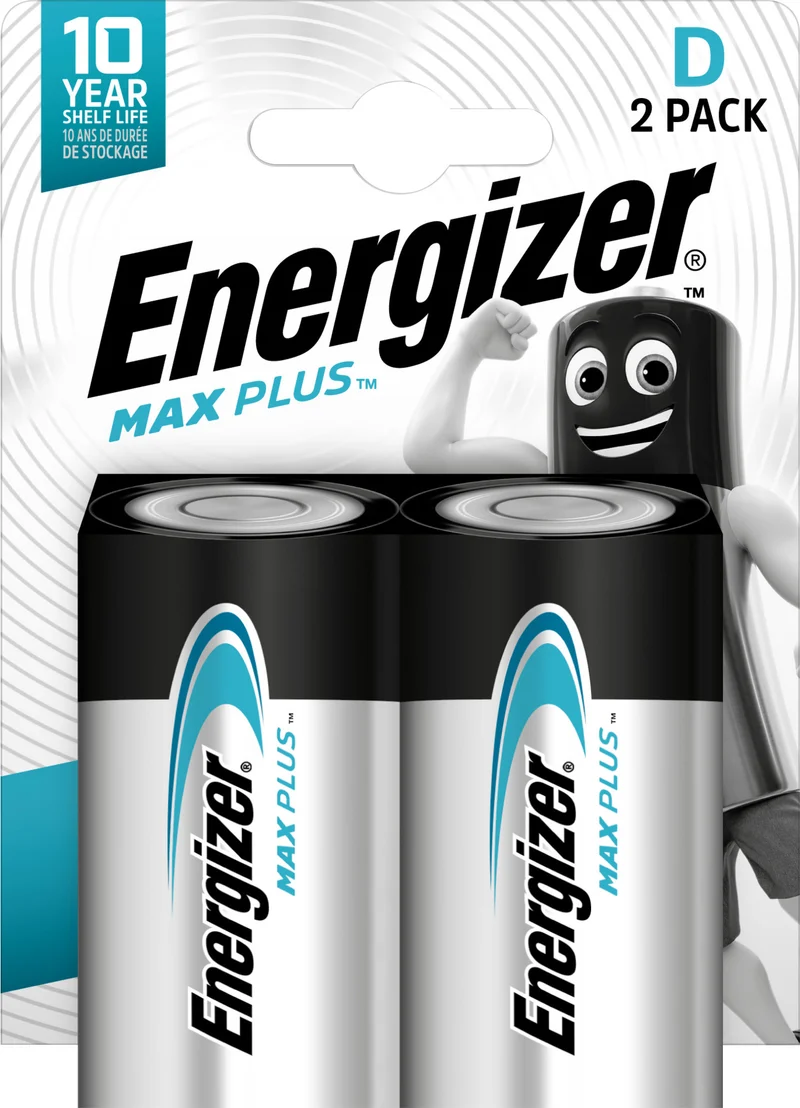 Energizer Batterie Alkaline, Mono, D, LR20, 1.5V Max Plus, Retail Blister (2-Pack)