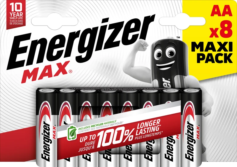 Energizer Batterie Alkaline, Mignon, AA, LR06, 1.5V Max, Retail Blister (8-Pack)