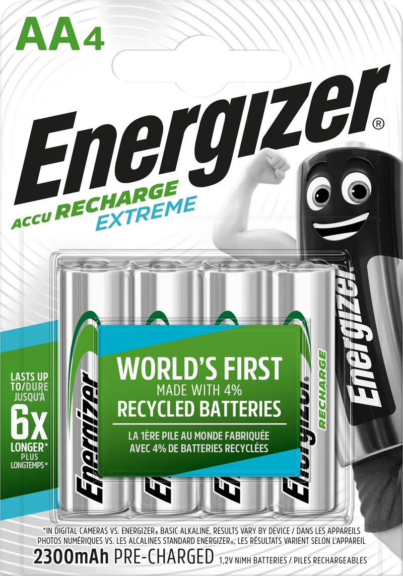 Energizer Akku NiMH, Mignon, AA, HR06, 1.2V/2300mAh Extreme, Pre-charged, Retail Blister (4-Pack)