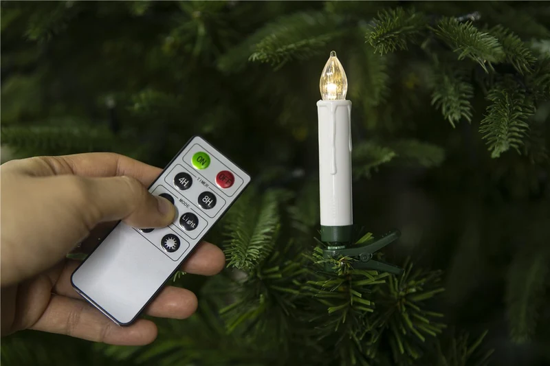 Goobay 20 kabellose LED-Weihnachtsbaumkerzen - mit Klemmen, Fernbedienung und Timerfunktion, dimmbar, warmweiß (2600 K)