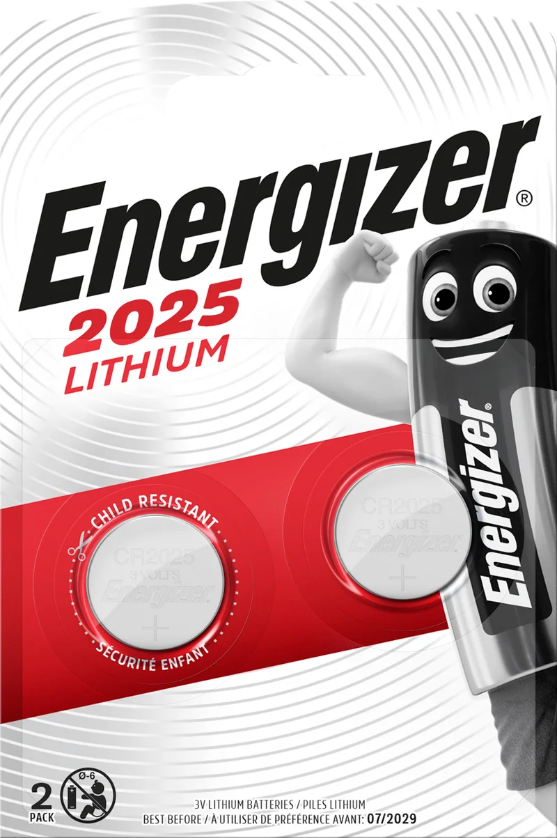 Energizer Batterie Lithium, Knopfzelle, CR2025, 3V Electronics, Retail Blister (2-Pack)