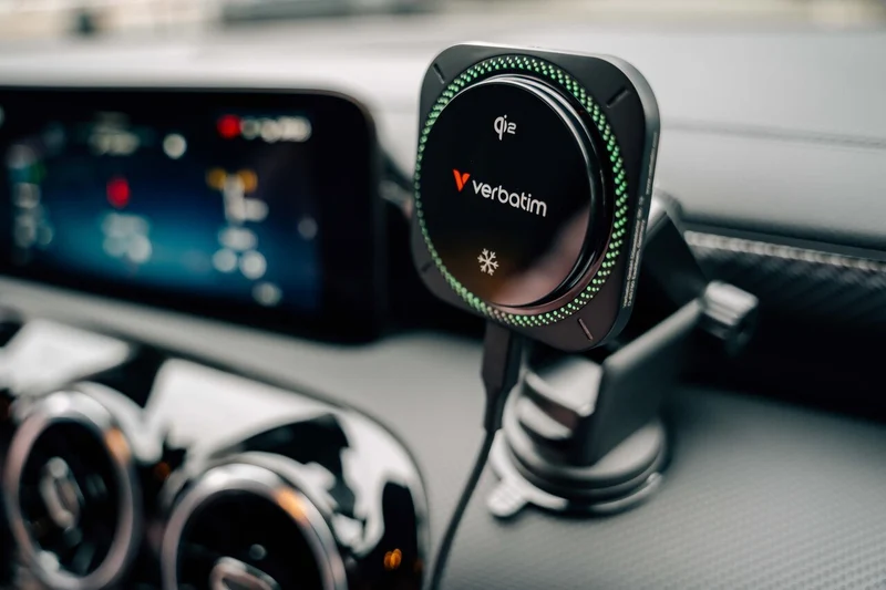 Verbatim Wireless Charger, Car, Qi2, Magnetic, RGB, CND-01 15W, USB-C Cable, 1m, Black, Retail