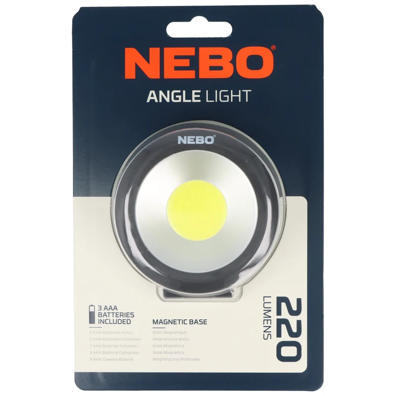 NEBO LED Arbeitsleuchte ANGLE LIGHT mit Magnet 220lm und 3.5h Leuchtdauer wasserfest IPX4