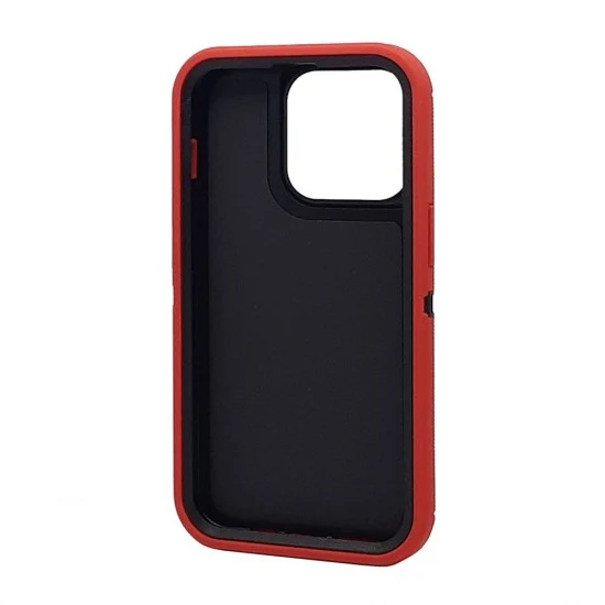 Defender Case w/ Clip For iPhone 15 Pro Max (red)