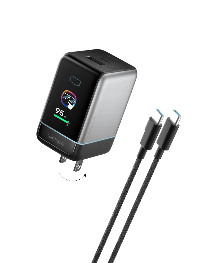 CUKTECH 65W USB C Charger for Phone and Laptop, Smart Display, GaN Charger