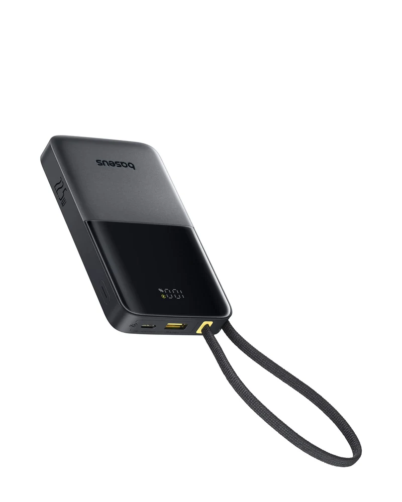 Baseus 10000mAh 22.5W Fast Charging Power Bank, Builtin Braided USBC Cable PD3.0 QC3.0 Portable Charger, Compact Travel Batter