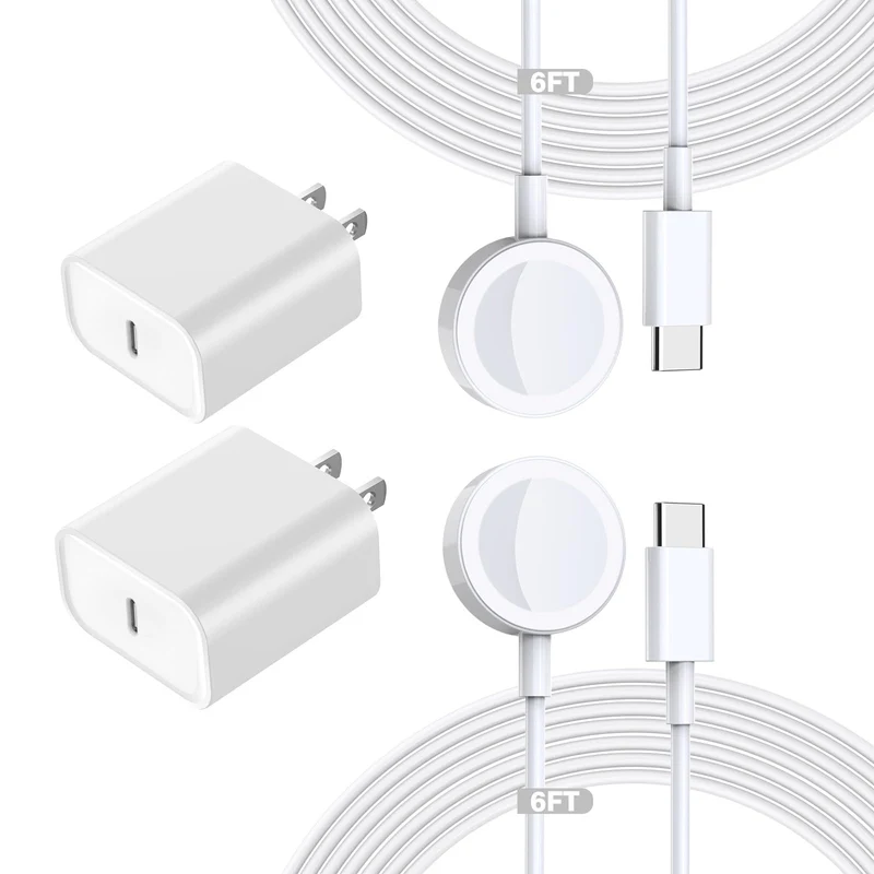 Fast Charging for Apple Watch Charger,2Pack PD USB C Fast iWatch Charger Block with 6FT Magnetic Wireless Cable for iWatch Charg