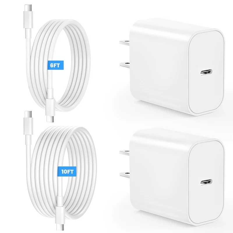 iPad Charger Fast Charging, 20W USB C Charger, 10FT & 6FT USB C to C Cable