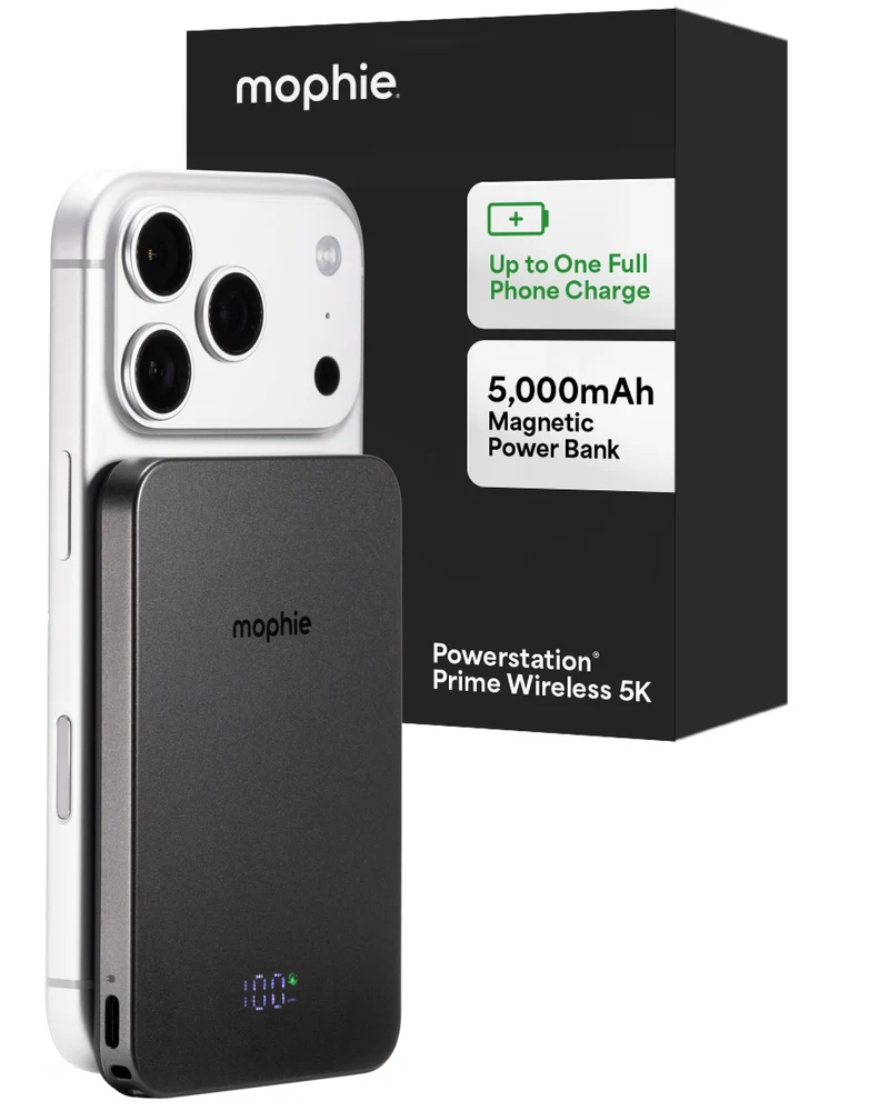 Mophie Powerstation Prime Wireless 5K Power Bank Magnetic Wireless Portable Charger 5,000mAh Internal Battery External Battery