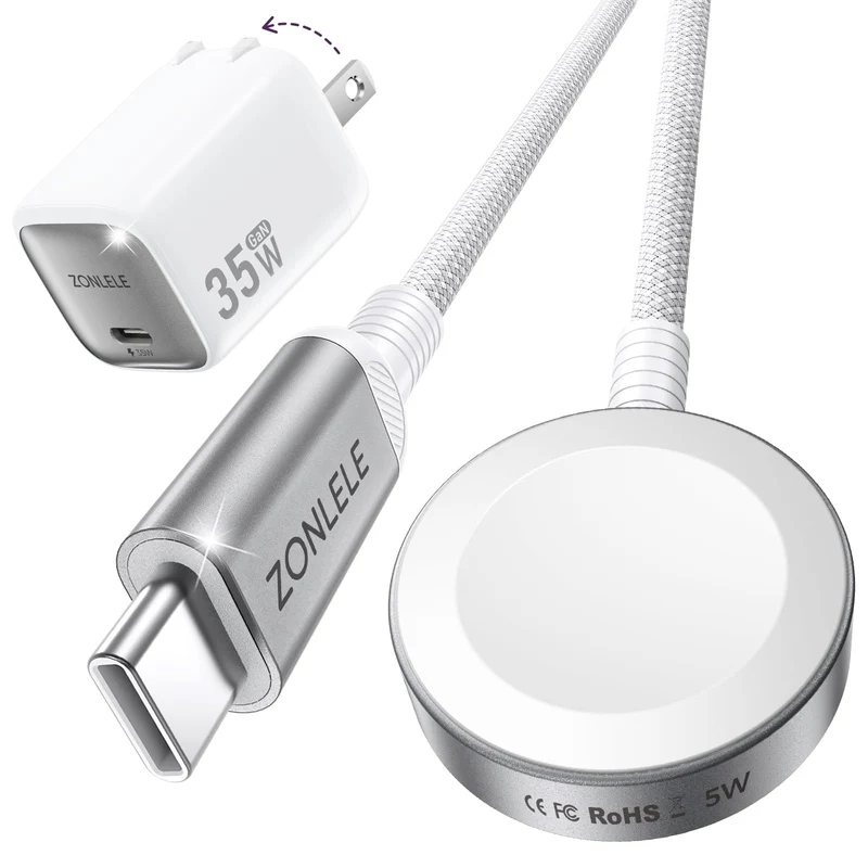 5W Fast Charging for Apple Watch Charger and USB C 35W Foldable Charger