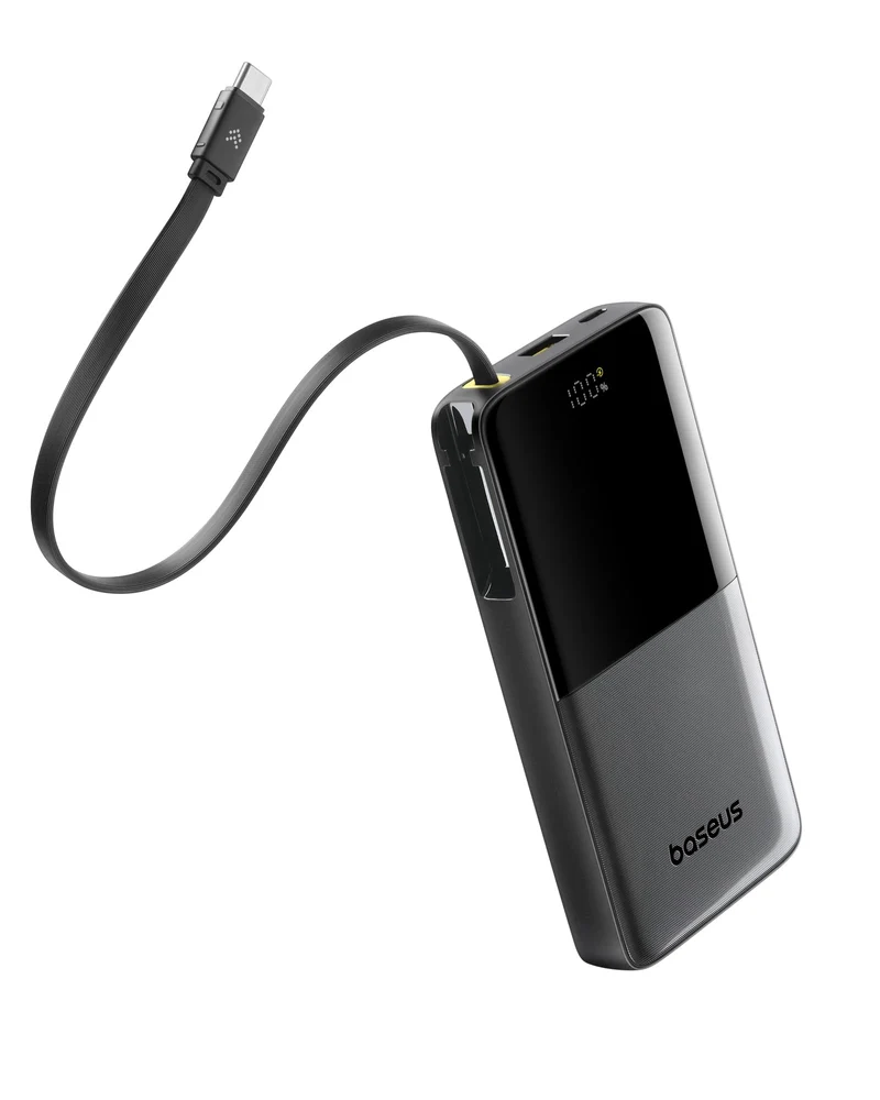 Baseus Portable Charger 10000mAh 22.5W Fast Charge, Builtin USBC Braided Cable PD QC Battery Pack for iPhone 17/16/15 Galaxy S