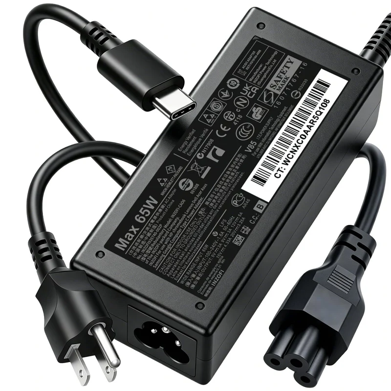 Business Office Universal 65W USB C Laptop Charger, Type C PD Fast Charging Adapter Compatible with Lenovo HP Dell Acer Asus Sam