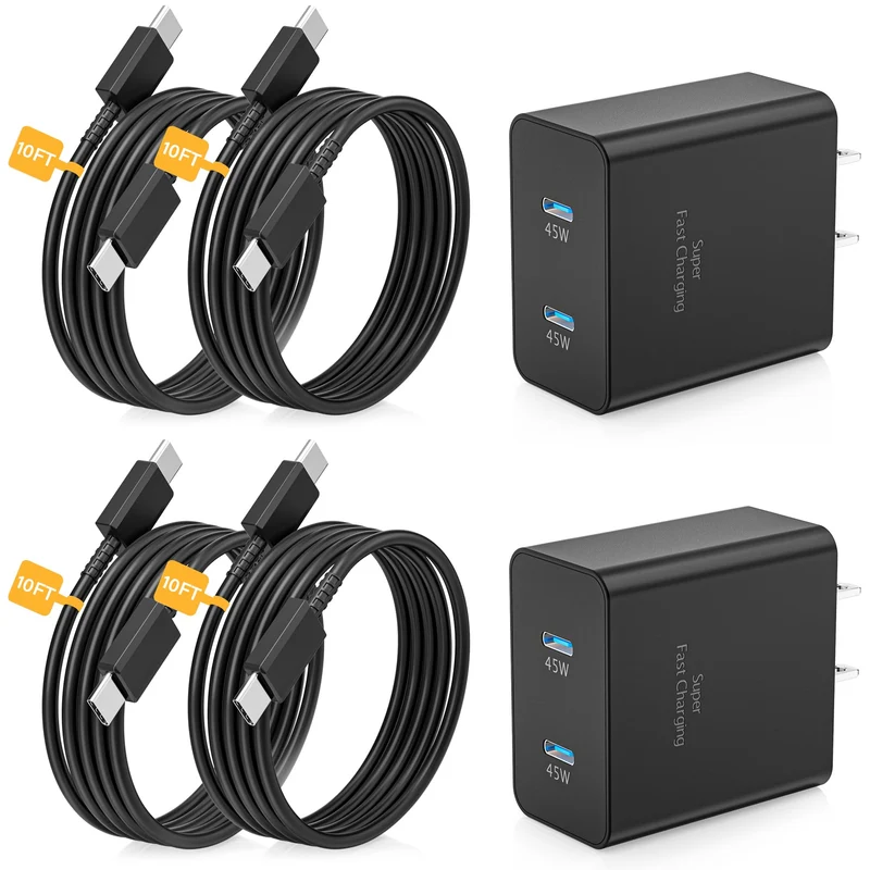 Super Fast Charger Type C,45W Dual Port USB C Charger for Samsung Charger