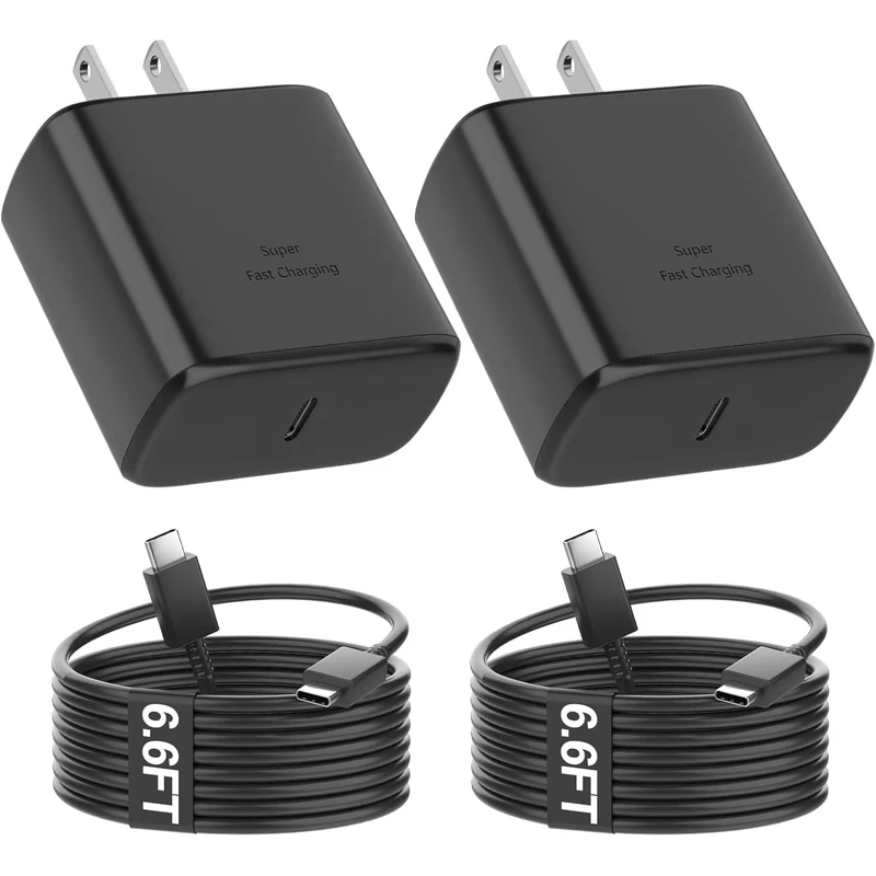 Samsung 45W Super Fast Charger,USB C Android Phone Charger Fast Charging Block &6.6FT USBC to USBC Cable 2Pack for Galaxy S26 Ul
