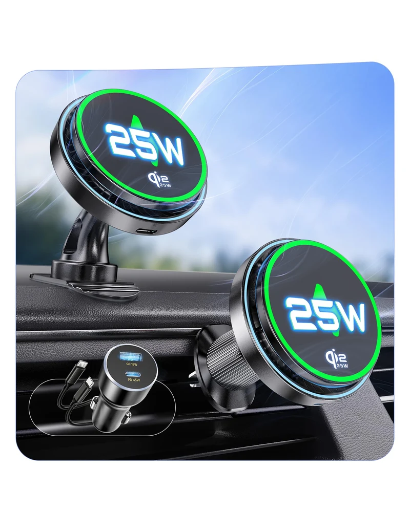 MSXTTLY Qi2.2 25W Certified for Mag Safe Car Mount Charger,Car Vent Charger