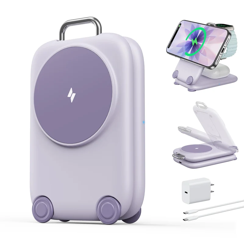Mukiya PaktVault Traveling Fast Wireless Charging Station for Apple Devices