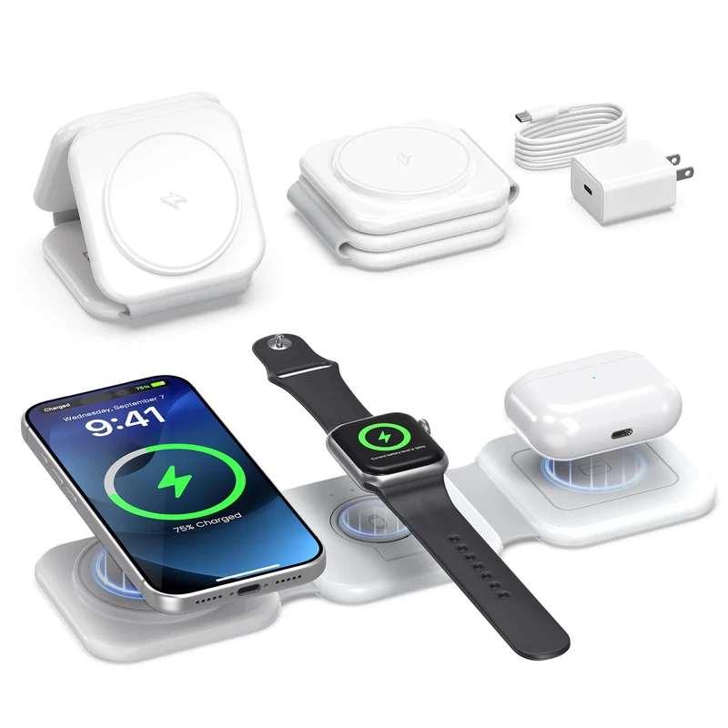 3 in 1 Foldable Travel Wireless Charger for Apple Multi Device