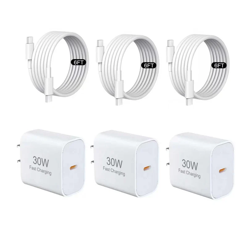 3Pack 30W USB C Charger Fast Charging with 6FT USB C Cable,Type C Charger for iPhone 17/17 Pro/17 Pro Max/16/15/15 Pro Max, Fas