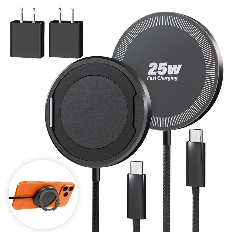 2Pack Magnetic Wireless iPhone Charger Fast Phone Charger with Stand, 6FT 25W Fast Phone Charging Pad Wireless Magnetic Charge f