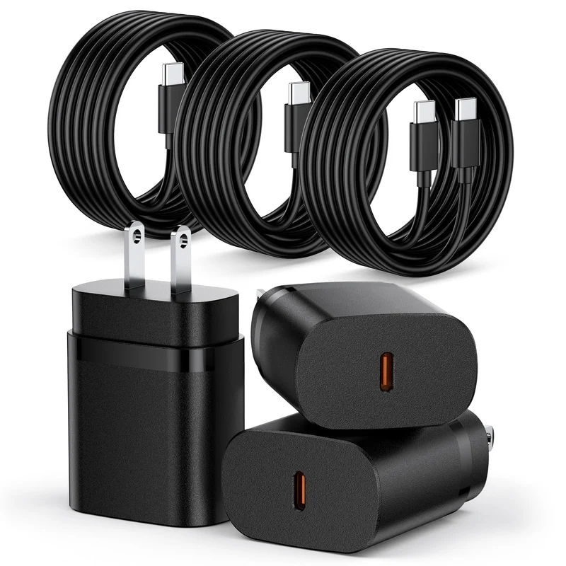 3PCS Type C Super Fast Charging Charger for Samsung Galaxy, 25W Charger Block with 60W USB C to C Cables (6ft) for Samsung Galax