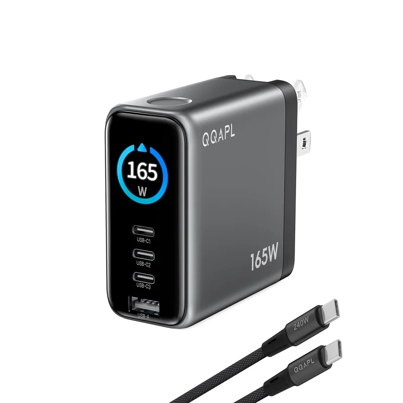QQAPL 165W 4Port GaN USBC Charger, 160W Charger with Smart Display