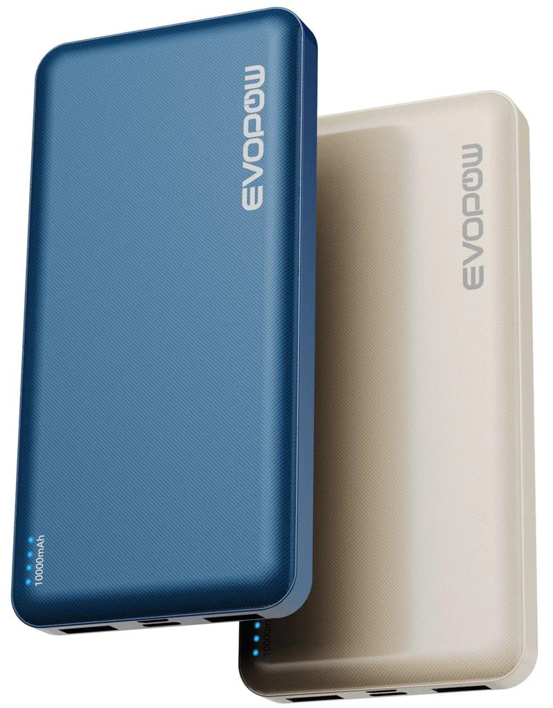 Evopow 2 Pack Portable Charger, 10000mAh Power Bank, Travel Battery Pack
