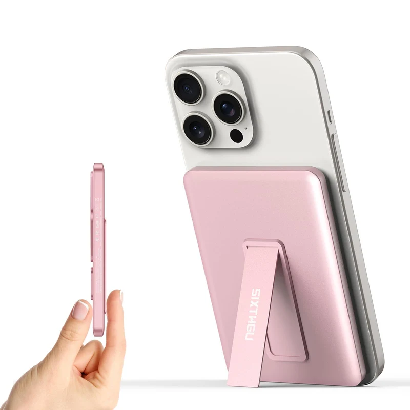SIXTHGU Magnetic Slim Portable Charger with Stand, 5000mAh Wireless Power Bank, S05 PD 22.5W Fast Charging USBC Battery Pack, P