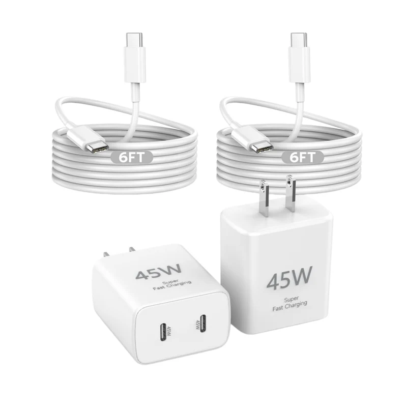 45W Apple USB C Charger Fast Charging for iPhone 17/16/15, 2Pack 6FT USB C to C Cable Cord Quick iPhone Charger Block for Apple