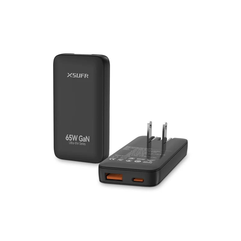 65W Flat USB c Wall Charger,Folding Travel Dual Port USB Wall Charger, for Laptops, Tablets, Phones, Black (BlackNew)